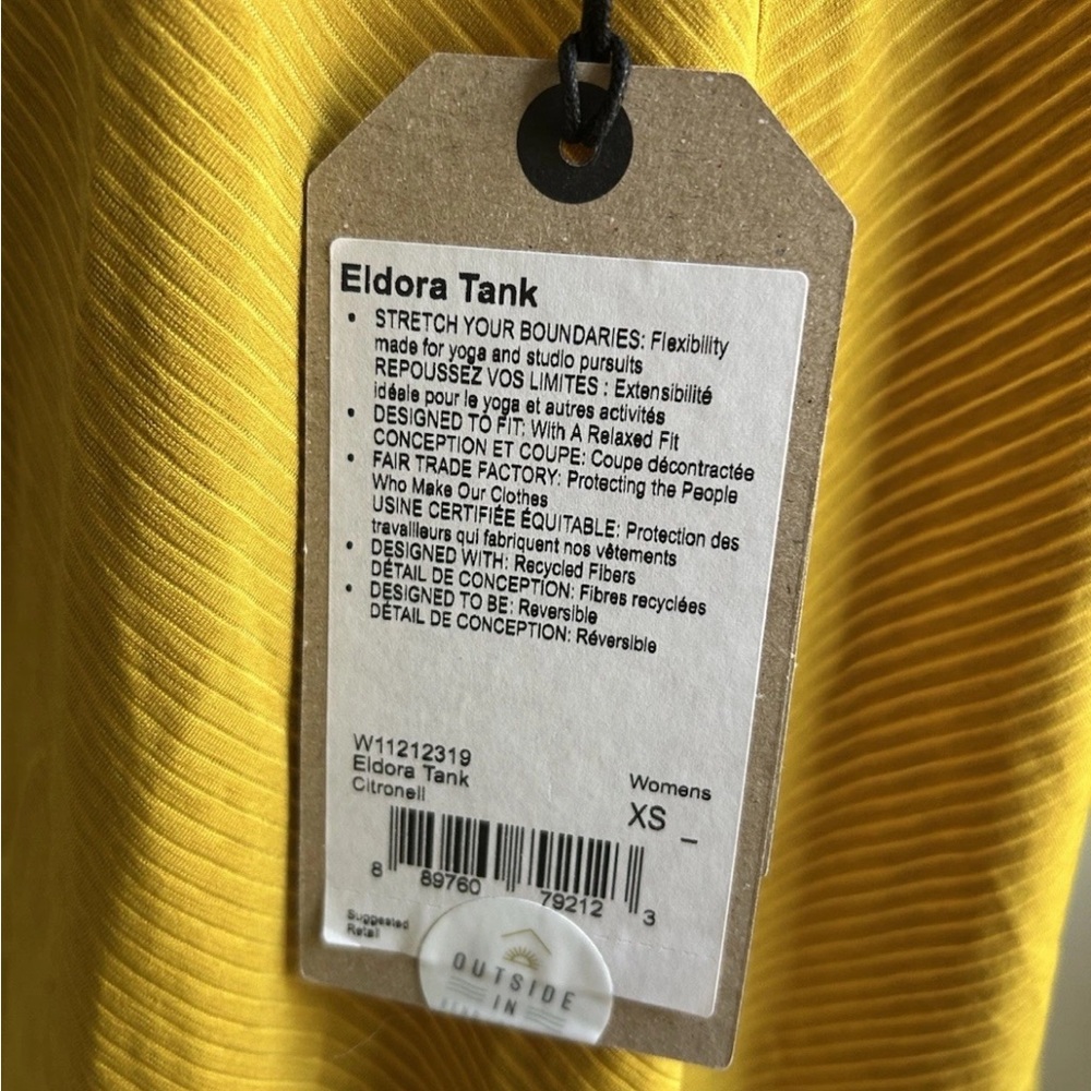 ▶️ Prana m Tank Top Women XS Yellow Scoop Neck Flowy Gorpcore Lightweight NWT - Picture 2 of 8